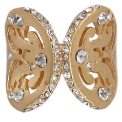Nexte Gold Overlay Clear Rhinestone Merging Wings Ring