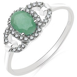 10k White Gold Emerald and 1/8ct TDW Diamond Ring (J-K, I2-I3)