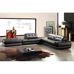 Quincy Black Leather 5-piece Sectional Sofa