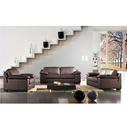 Angela Brown Leather 3-piece Sofa Set 