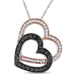 10k Two-tone Gold 1/3ct TDW Black and White Diamond Necklace (G-H, I2)