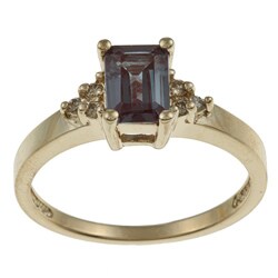 14k Yellow Gold 1/10ct TDW Diamond and Created Alexandrite Ring (J-K, I1-I2)