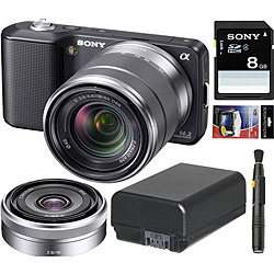 Sony Alpha NEX-3 14.2MP Black Digital Camera with 18-55mm Lens and 8GB Kit