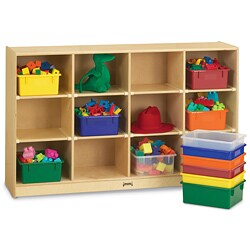 Jonti-Craft Baltic Birchwood Cubbie Shelf and Colored Tubs