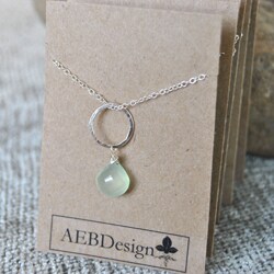 AEB Design Fine Silver Light Green Chalcedony Necklaces (Pack of 6)