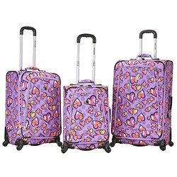 Rockland Deluxe 3-piece Love Hearts Spinner Luggage Set