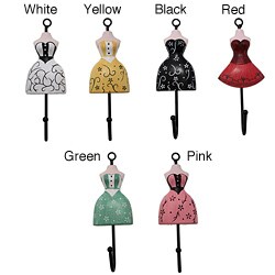 Set of 2 Wood and Iron Hand-painted Dress Hanging Hooks (China)