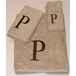 Avanti Brown Block 'P' Monogram 3-piece Towel Set