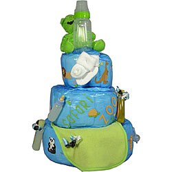 Giggles and Grins Blue Jungle Diaper Cake
