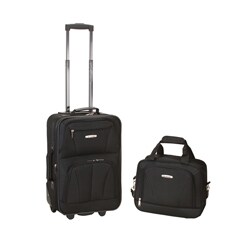 Rockland Expandable Black 2-piece Lightweight Carry-on Luggage Set
