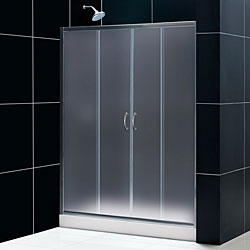 Visions Frosted Glass Shower Door/ Amazon Shower Base Tub to Shower Kit