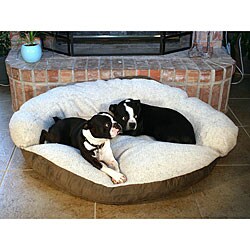 Round 42-inch Light Brown Microsuede Pet Bed