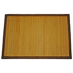 Asian Hand-woven Light Natural Stripe Bamboo Rug (2' x 3')