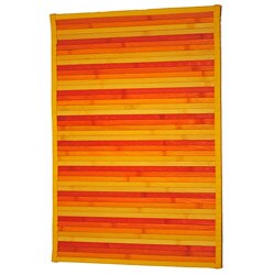 Asian Hand-woven Red/ Orange Stripe Bamboo Rug (1'8 x 2'7)