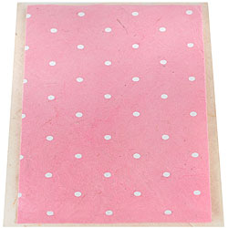 Set of 10 Lokta Paper Pink Polka Dots Note Cards (Nepal)