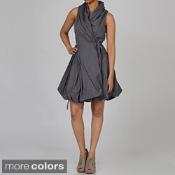 Elan Women's Cotton Wrap-front Bubble-hem Dress