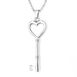 West Coast Jewelry Stainless Steel Heart Key Necklace