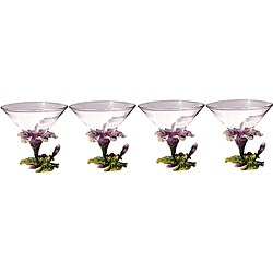 Cristiani Crystal Jeweled Floral Martini Glasses (Pack of 4)