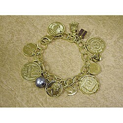 Goldtone Coins Charm Bracelet