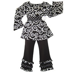 Ann Loren Girls Swirl Pant Set