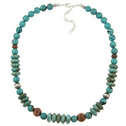 Sterling Silver and Copper Turquoise Bead Necklace