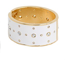 NEXTE Jewelry Goldtone White Enamel Rhinestone Bracelet