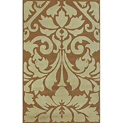 Alexa Abbey Modern Brown Damask Rugs (4'9 x 7'5) (Set of 2)