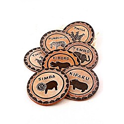 Set of 6 Soapstone Brown Safari Coasters (Kenya)