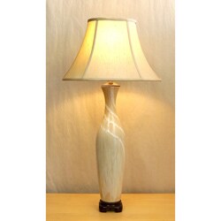 Tan Swirl Grey Wash Ceramic Table Lamp