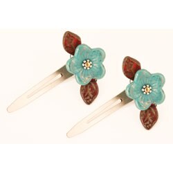 Ardent Designs Glass Beads Flower Hair Clips (Set of 2)