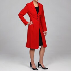 Danny & Nicole Women's Red/ Black Ruffled Dress Suit