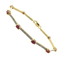 Gem Jolie Gold Over Silver Ruby and Diamond Accent Bracelet