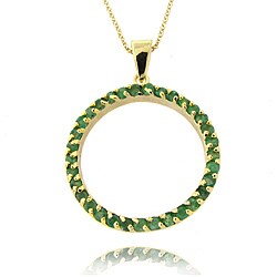 Gem Jolie Gold over Silver Emerald and Diamond Accent Circle Necklace
