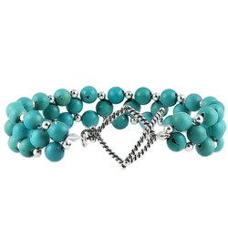 Southwest Moon Sterling Silver Woven Turquoise Toggle Bracelet