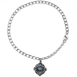 Southwest Moon Sterling Silver Turquoise Dangle Anklet