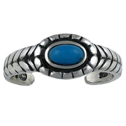 Southwest Moon Sterling Silver Oval Turquoise Accent Toe Ring