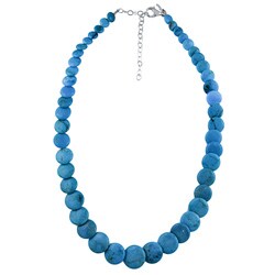 Silvermoon Sterling Silver Graduated Blue Turquoise Coin Necklace