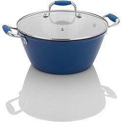 Fagor Blue Enameled Cast Iron Lite 5-quart Soup Pot with Glass Lid
