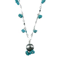 Southwest Moon Sterling Silver Turquoise Chip Dangle Necklace