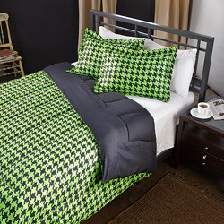 Lime/ Black Houndstooth Full/ Queen-size Comforter Set