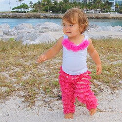 Mia Belle Baby Girl's Dressy Hot Pink Infant Lace Pants