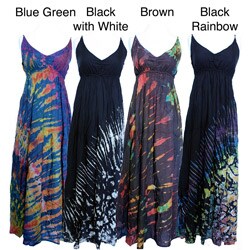 Rayon Tie-dye Adjustable Strap Maxi Dress (Nepal)