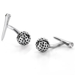 Stainless Steel Golf Ball and Tee Cuff Links