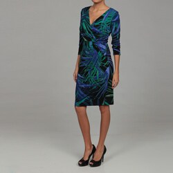 London Times Women's Black/ Blue Knot Dress