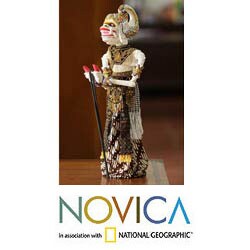 Handcrafted Albesia Wood 'Hanoman' Rod Puppet (Indonesia)