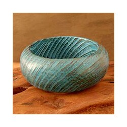 Mango Wood 'Ocean Empress' Bangle Bracelet (India)