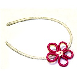 Cotton Yarn White and Pink Flower Headband (Colombia)