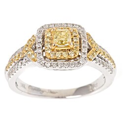 18k Two-Tone Gold 3/4ct TDW Yellow and White Diamond Ring (G-H, I1-I2)