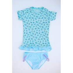 Azul Swimwear Girl's Light Blue Rash Guard Swimsuit