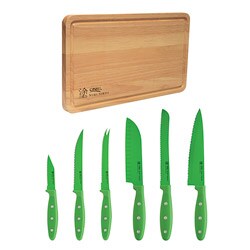 Ginsu Nuri Green 6-piece Cutlery Set With Bonus Cutting Board